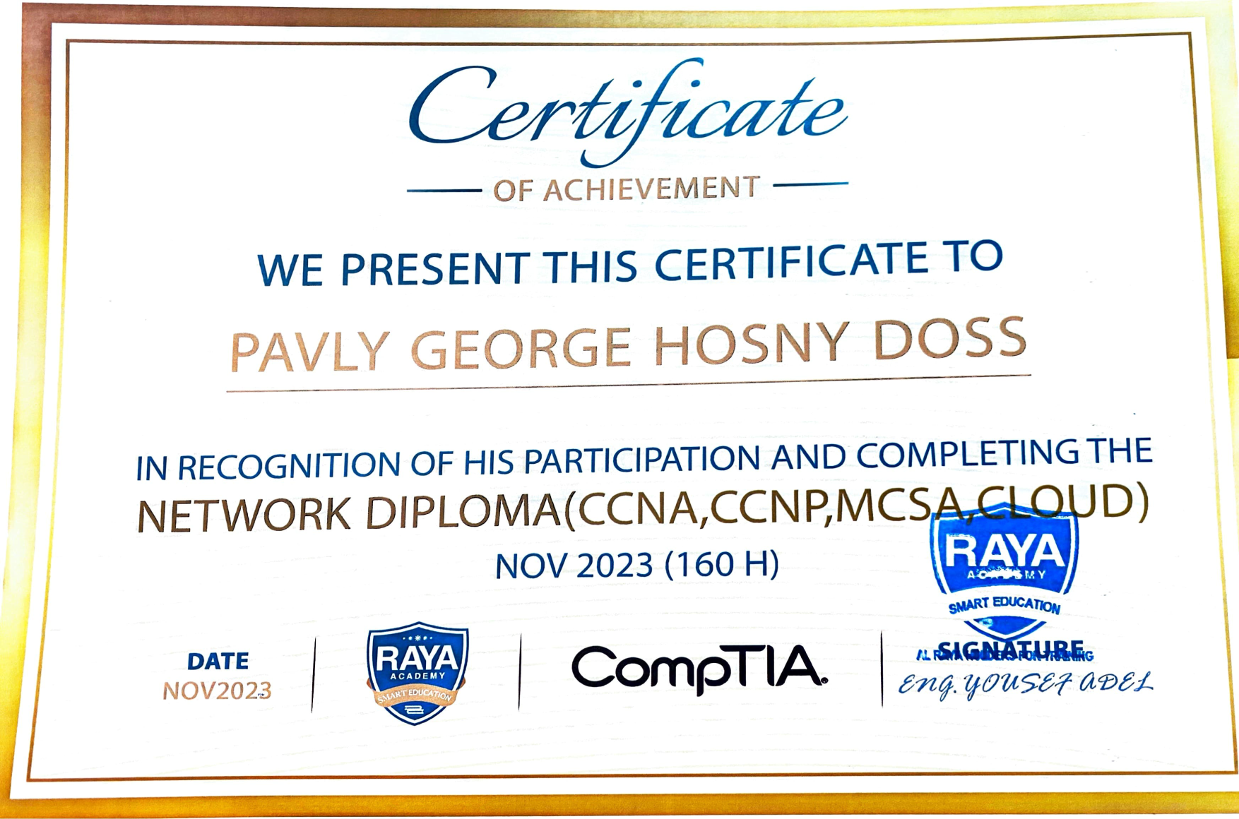 RAYA Certificate