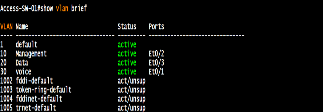 Access Switch VLAN Config