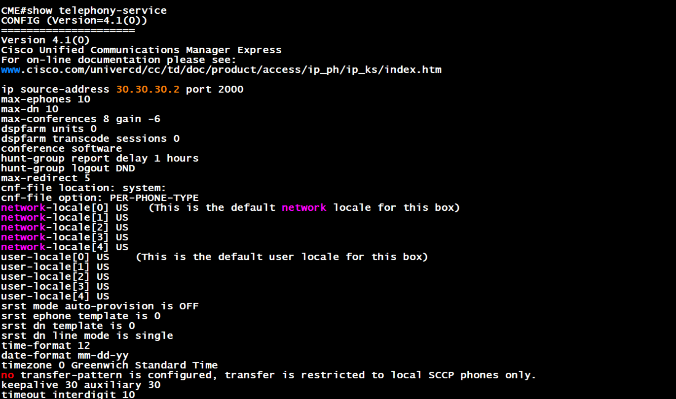 Telephony Service Config