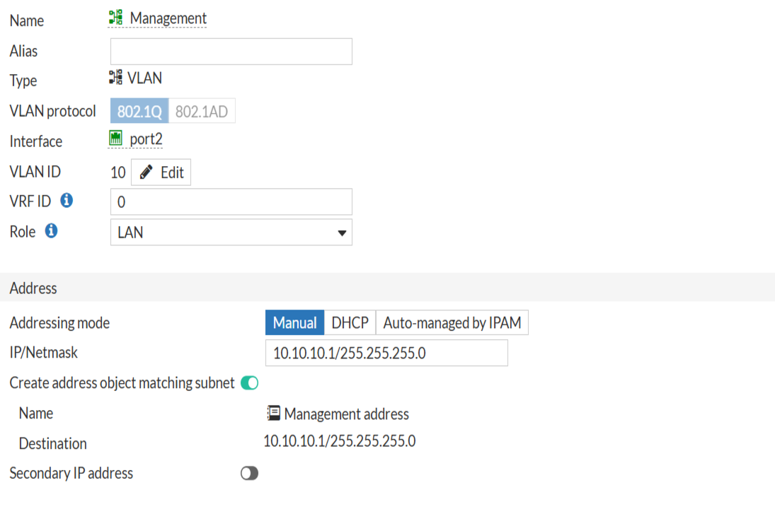VLAN 10 Interface