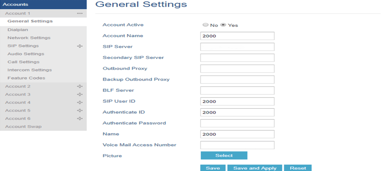 SIP General Settings